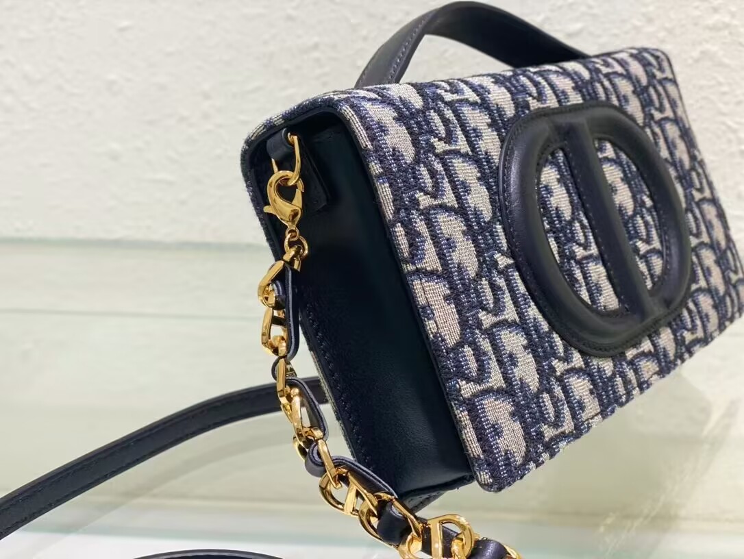 Dior CD SIGNATURE MINI BAG Blue Oblique Jacquard S2209U Dior CD SIGNATURE MINI BAG Blue Oblique Jacquard S2209U