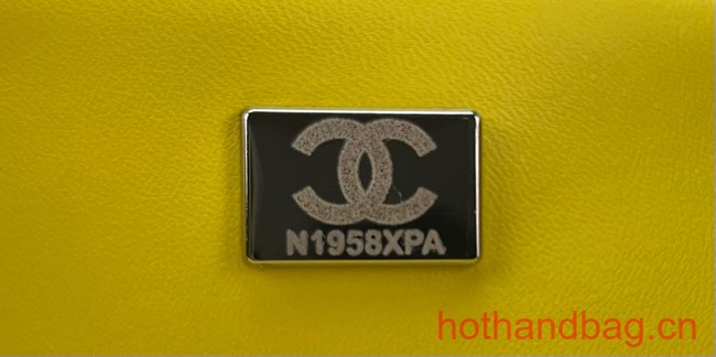 Chanel CLASSIC HANDBAG Wool Tweed A1116 yellow