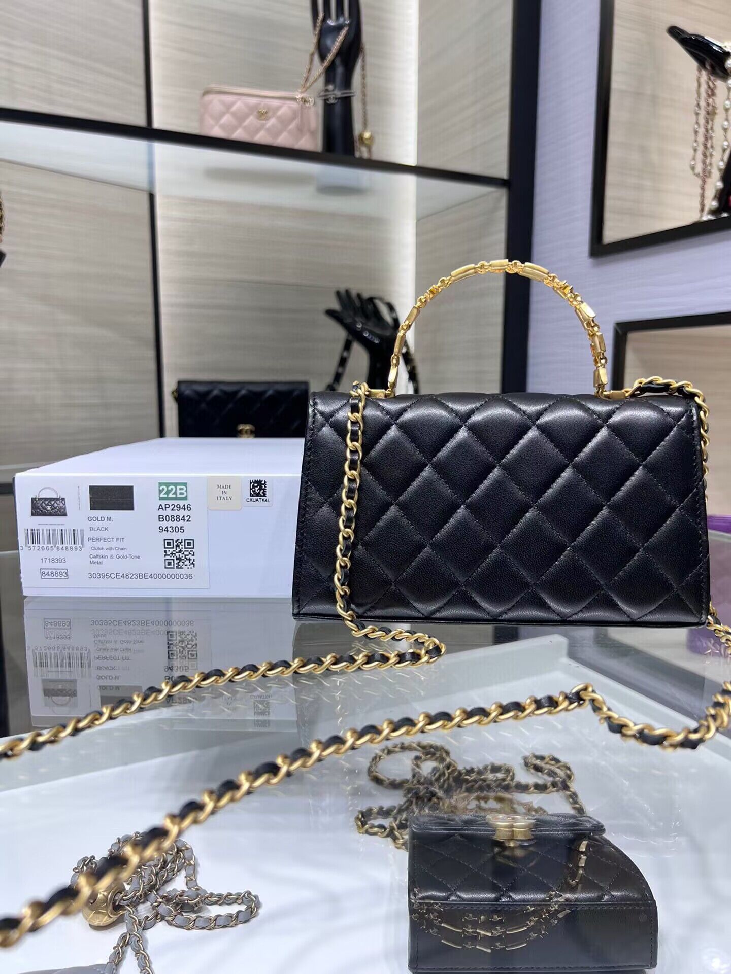 CHANEL 22B Kelly Top Handle Bag AP2946Y Black CHANEL 22B Kelly Top Handle Bag AP2946Y Black