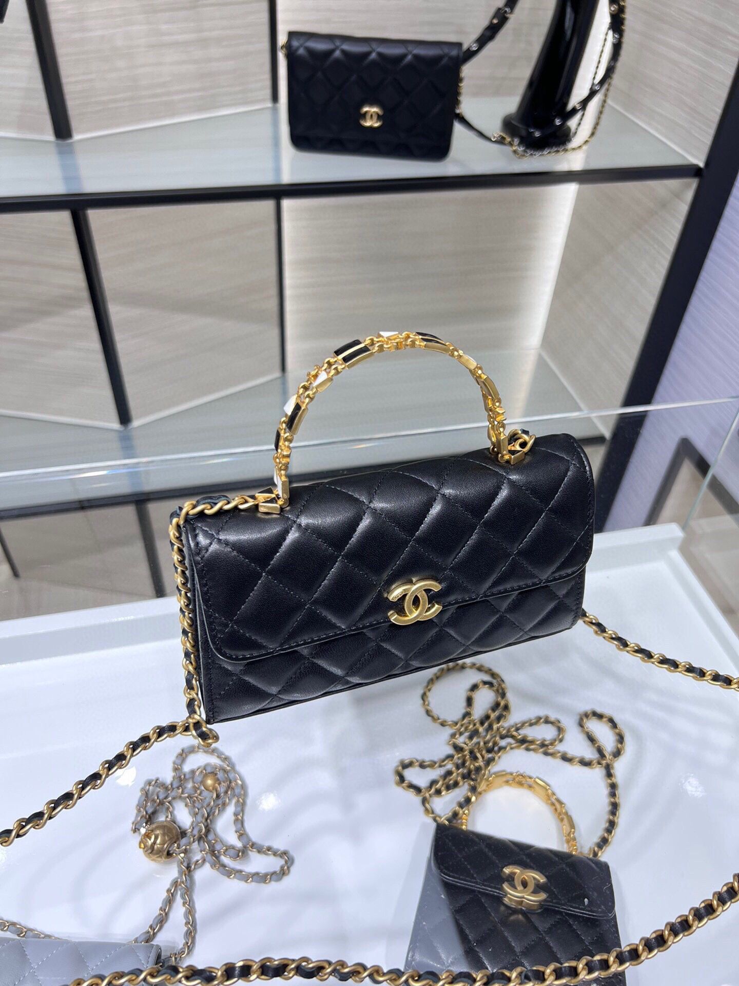 CHANEL 22B Kelly Top Handle Bag AP2946Y Black CHANEL 22B Kelly Top Handle Bag AP2946Y Black