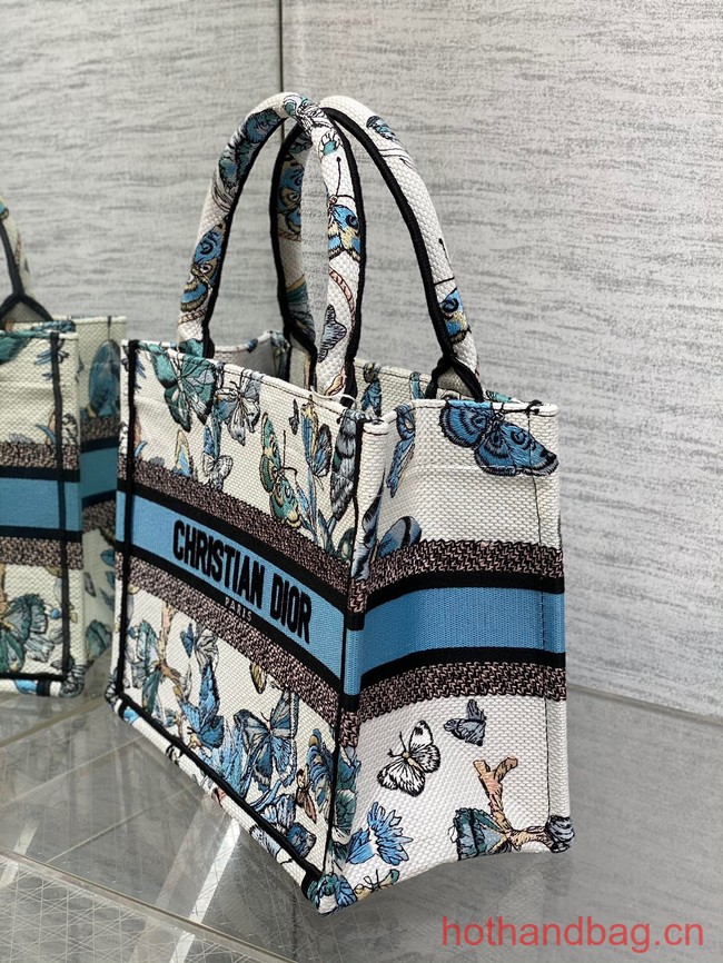 SMALL DIOR White and Pastel Midnight Blue Toile de Jouy Mexico Embroidery M1296ZRG