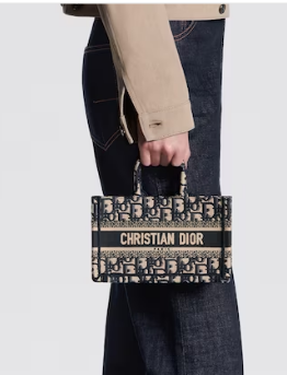 MINI DIOR BOOK TOTE WITH STRAP Blue and Beige Dior Oblique Embroidery S5573 MINI DIOR BOOK TOTE WITH STRAP Blue and Beige Dior Oblique Embroidery S5573
