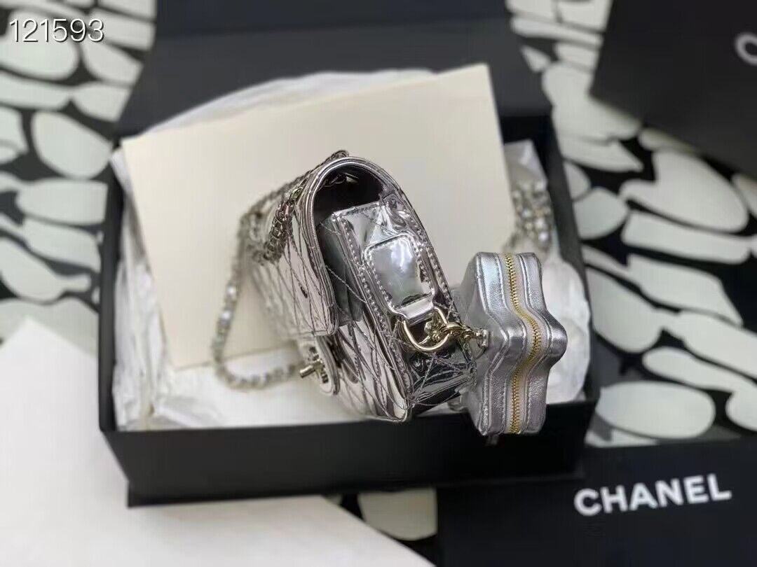 Chanel Mini Flap Bag & Star Coin Bag AS4646 Silver Chanel Mini Flap Bag & Star Coin Bag AS4646 Silver