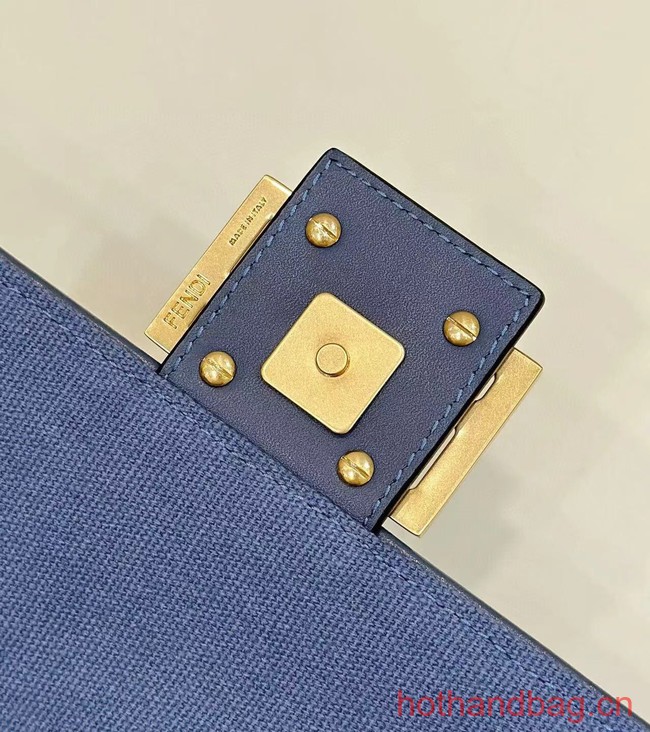 Fendi Baguette canvas bag with FF embroidery 8BR600 blue
