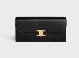 Celine LARGE WALLET TRIOMPHE IN SHINY CALFSKIN 10E313 BLACK Celine LARGE WALLET TRIOMPHE IN SHINY CALFSKIN 10E313 BLACK