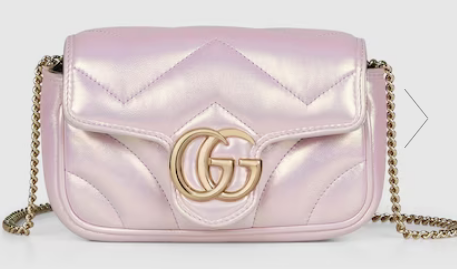 Gucci GG MARMONT SUPER MINI BAG 476433 Pink iridescent quilted chevron leather Gucci GG MARMONT SUPER MINI BAG 476433 Pink iridescent quilted chevron leather