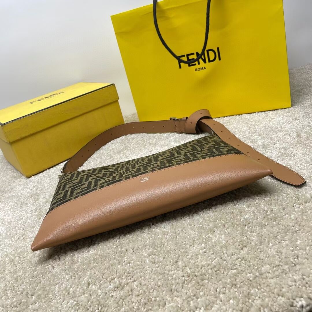 Fendi After FF Camellia-colored leather bag with laser-cut FF F7604 brown Fendi After FF Camellia-colored leather bag with laser-cut FF F7604 brown