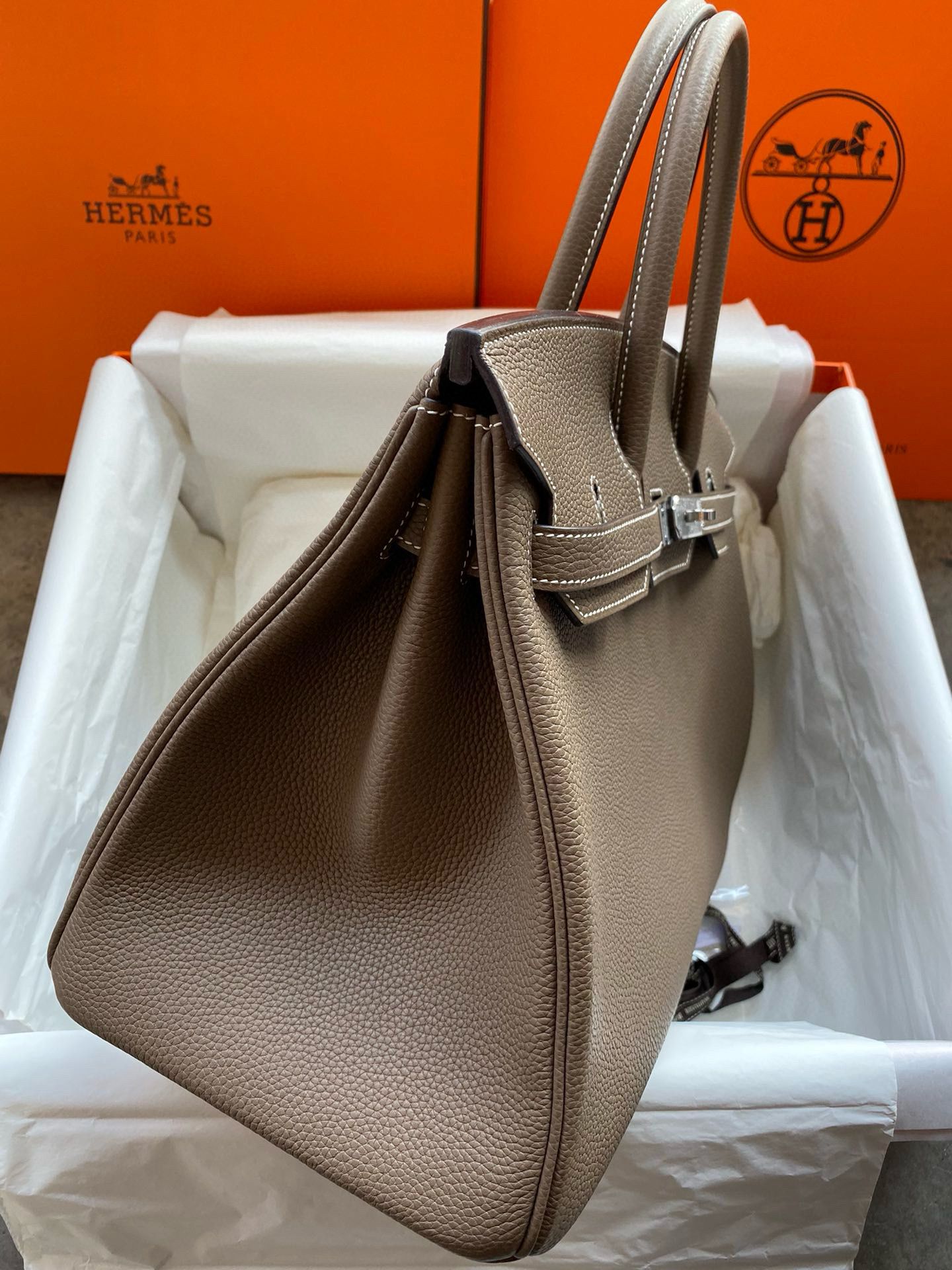 Hermes Birkin Tote Bag Original Togo Leather BK35 Elephant Gray Hermes Birkin Tote Bag Original Togo Leather BK35 Elephant Gray