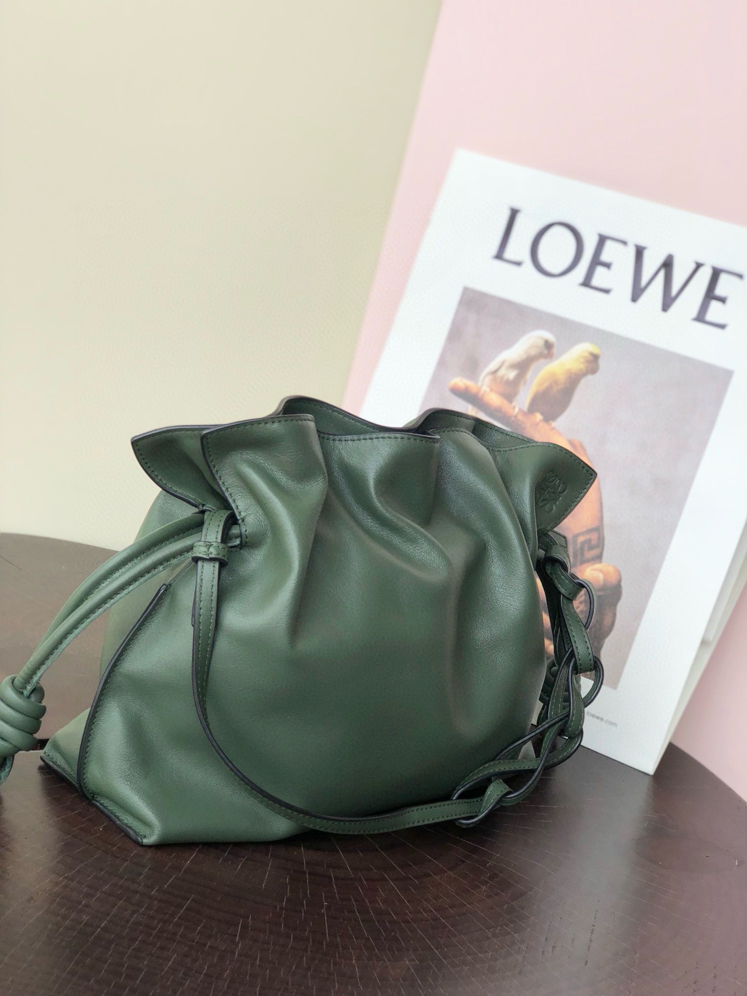 Loewe Flamenco Clutch Bag Original Leather LE0556 Dark green Loewe Flamenco Clutch Bag Original Leather LE0556 Dark green