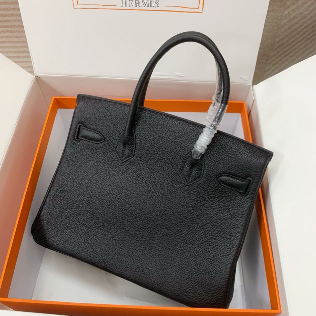 Hermes Original Togo Leather 30CM HB30O Black&Silver Hardware Hermes Original Togo Leather 30CM HB30O Black&Silver Hardware