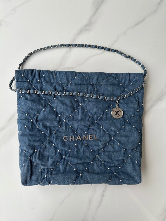 CHANEL 22 HANDBAG AS3261 Denim Blue
