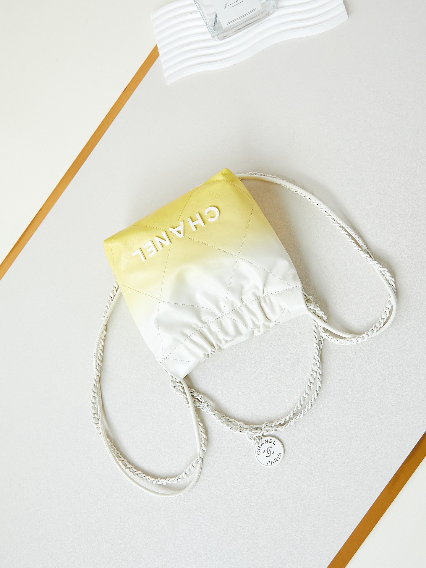 CHANEL 22 MINI HANDBAG AS3980 White & Light yellow CHANEL 22 MINI HANDBAG AS3980 White & Light yellow