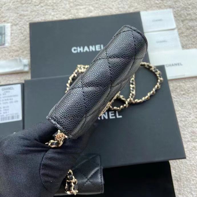 Chanel MINI FLAP PHONE CASE CAVIAR LEATHER BAG AP2742 BLACK Chanel MINI FLAP PHONE CASE CAVIAR LEATHER BAG AP2742 BLACK