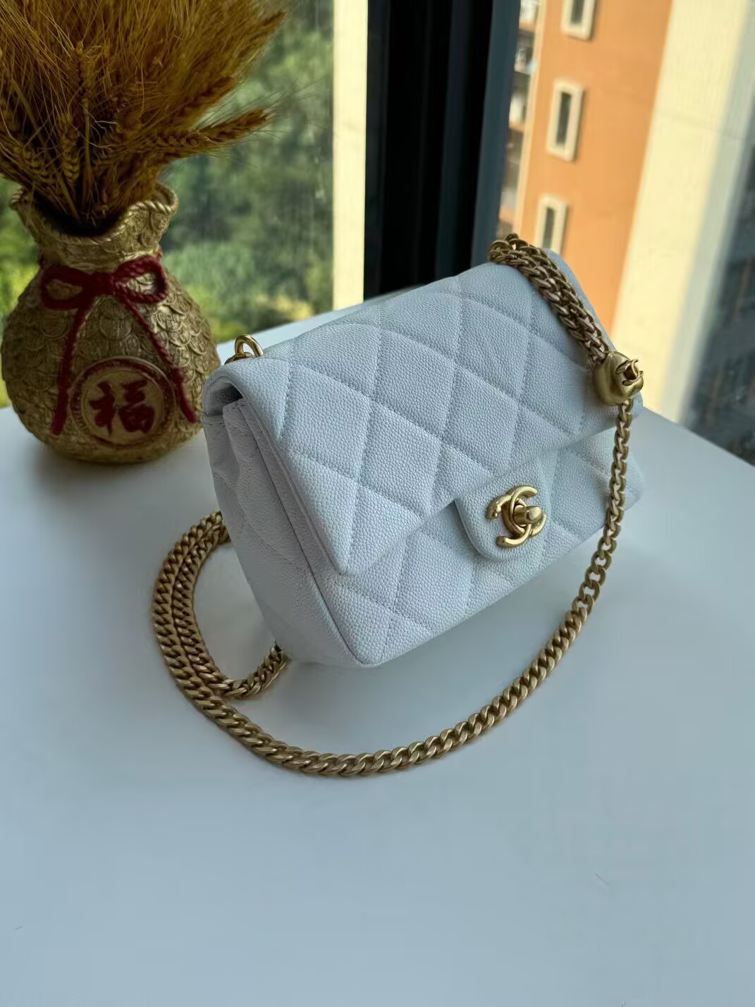 Chanel 23P Original Caviar Leather Mini Flap Bag AS3829 White Chanel 23P Original Caviar Leather Mini Flap Bag AS3829 White