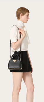 VALENTINO ROCKSTUD small grained calfskin handbag WB0Q69 black VALENTINO ROCKSTUD small grained calfskin handbag WB0Q69 black