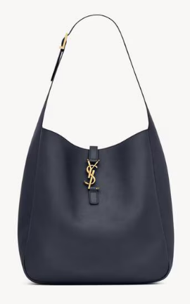 SAINT LAURENT LE 5 A 7 SUPPLE LARGE IN GRAINED LEATHER 753837 BLEU ABYSSE SAINT LAURENT LE 5 A 7 SUPPLE LARGE IN GRAINED LEATHER 753837 BLEU ABYSSE