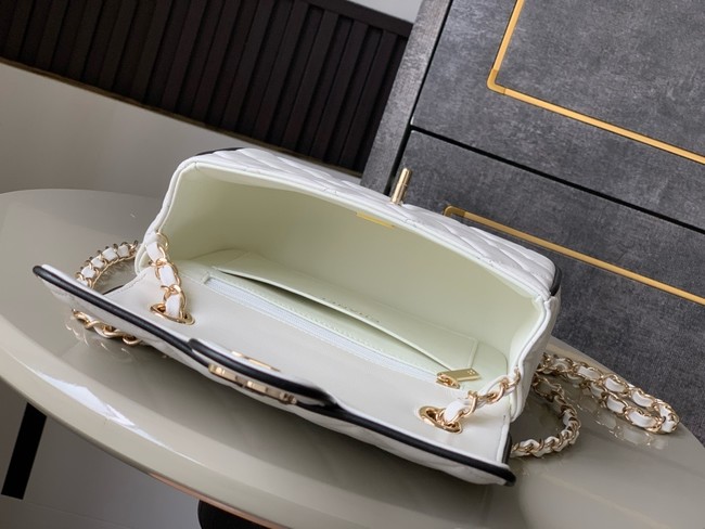 CHANEL MINI FLAP BAG Lambskin AS5151 White & Black