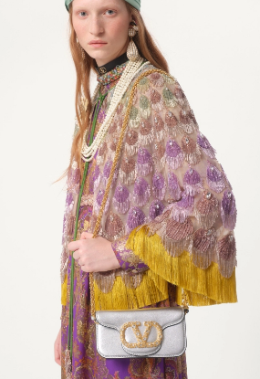 VALENTINO LOCO Small handbag in laminated calfskin WB0K53 Silver VALENTINO LOCO Small handbag in laminated calfskin WB0K53 Silver