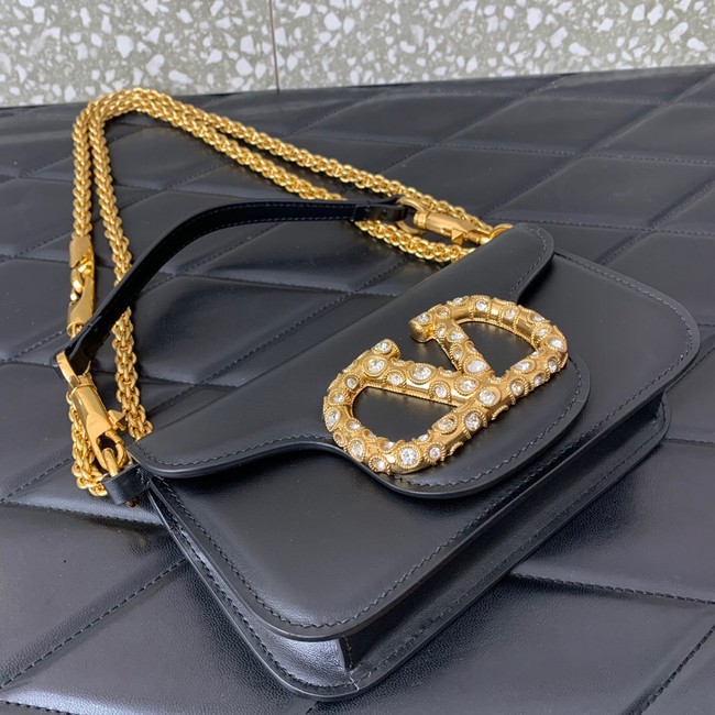 VALENTINO LOCO Small handbag in laminated calfskin WB0K53 black