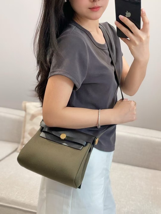 Hermes mini Herbag 20CM Original Canvas Leather & Calfskin 48888-3