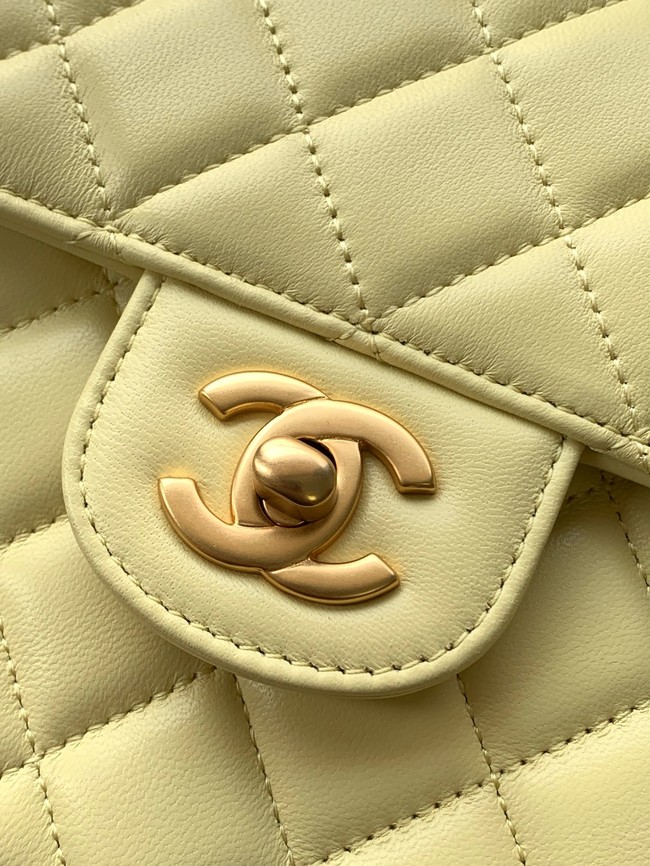 Chanel SMALL FLAP BAG WITH TOP HANDLE AS5356 LIGHT YELLOW