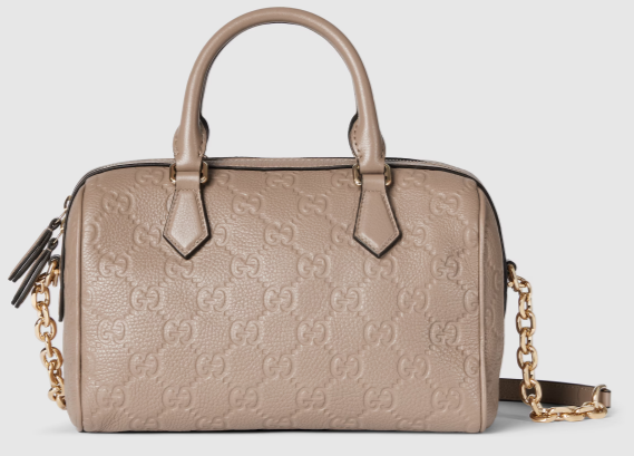 GUCCI GG EMBLEM MEDIUM BOSTON BAG 815255 Taupe