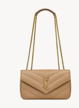 SAINT LAURENT LOULOU SMALL IN MATELASSE LAMBSKIN 801437 NATURAL TAN