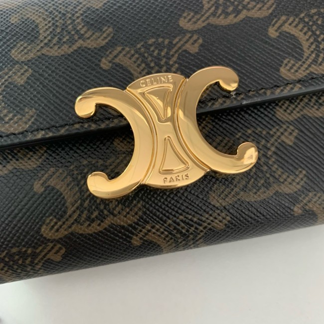 Celine SMALL FLAP WALLET TRIOMPHE IN TRIOMPHE CANVAS 10L653 brown