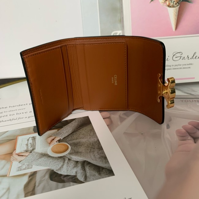 Celine SMALL FLAP WALLET TRIOMPHE IN TRIOMPHE CANVAS 10L653 brown