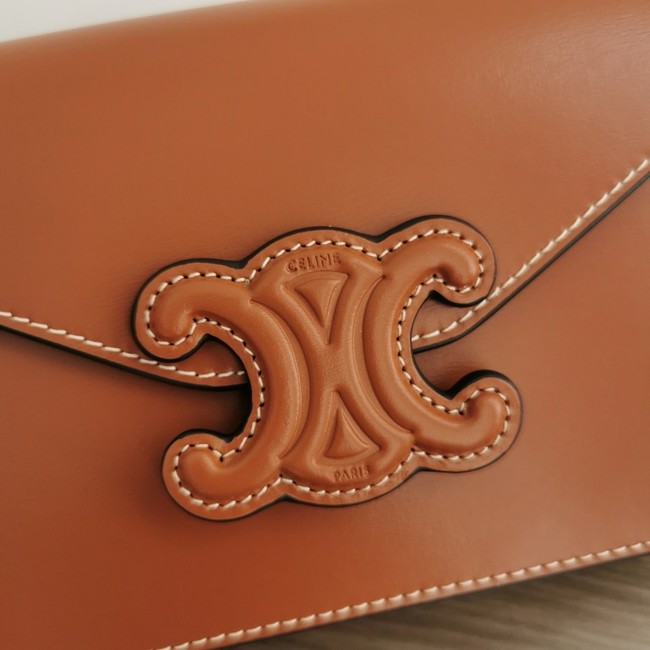 Celine WALLET ON CHAIN MARGO IN SHINY CALFSKIN 10J733 TAN