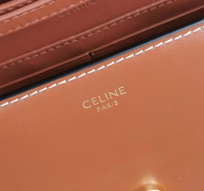 Celine WALLET ON CHAIN MARGO IN SHINY CALFSKIN 10J733 TAN