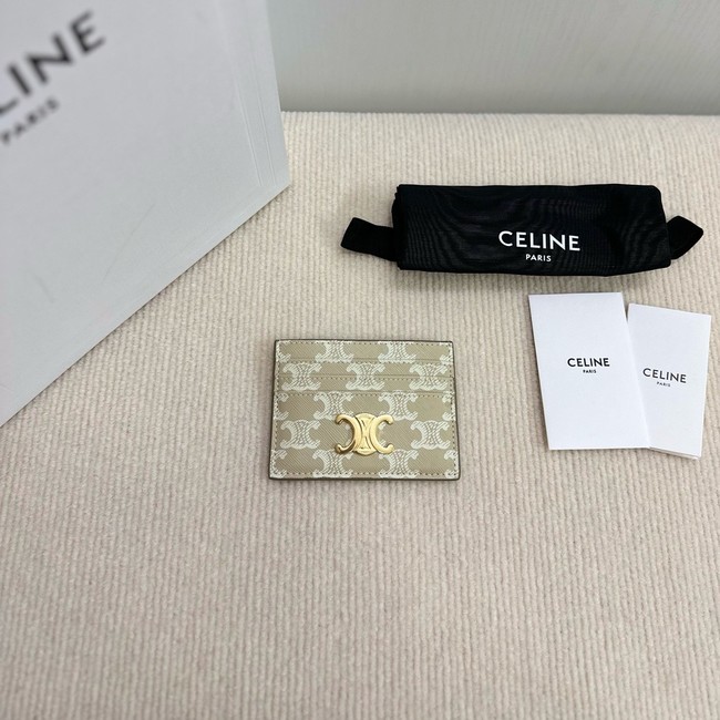 Celine CARD HOLDER TRIOMPHE IN TRIOMPHE CANVAS 10L833 Off-white