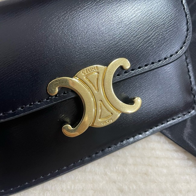 Celine CARD HOLDER WITH FLAP TRIOMPHE IN SHINY CALFSKIN 10I583 black