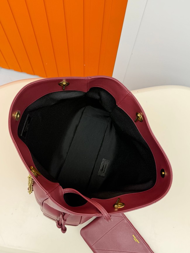 SAINT LAURENT JAMIE SHOPPING IN LAMBSKIN 809824 ROUGE CABERNET