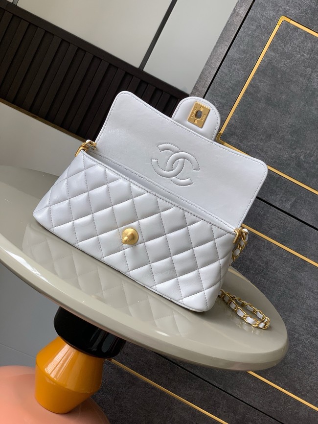 Chanel MINI FLAP BAG WITH TOP HANDLE AS5354 light gray