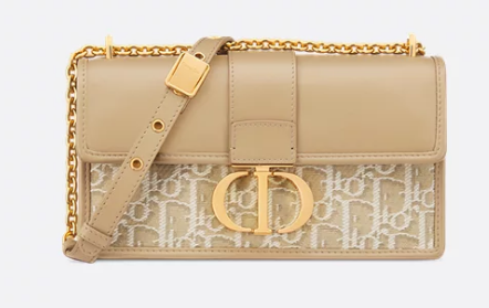 Dior Oblique Jacquard and Natural Smooth Calfskin 30 Montaigne East-West Bag with Chain M9334UDDS