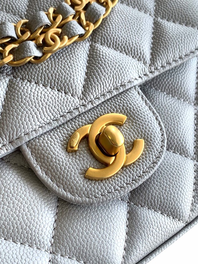 Chanel Grained Calfskin Shoulder Bag AS5329 gray blue