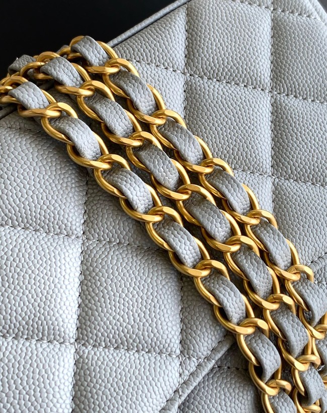 Chanel Grained Calfskin Shoulder Bag AS5329 gray blue