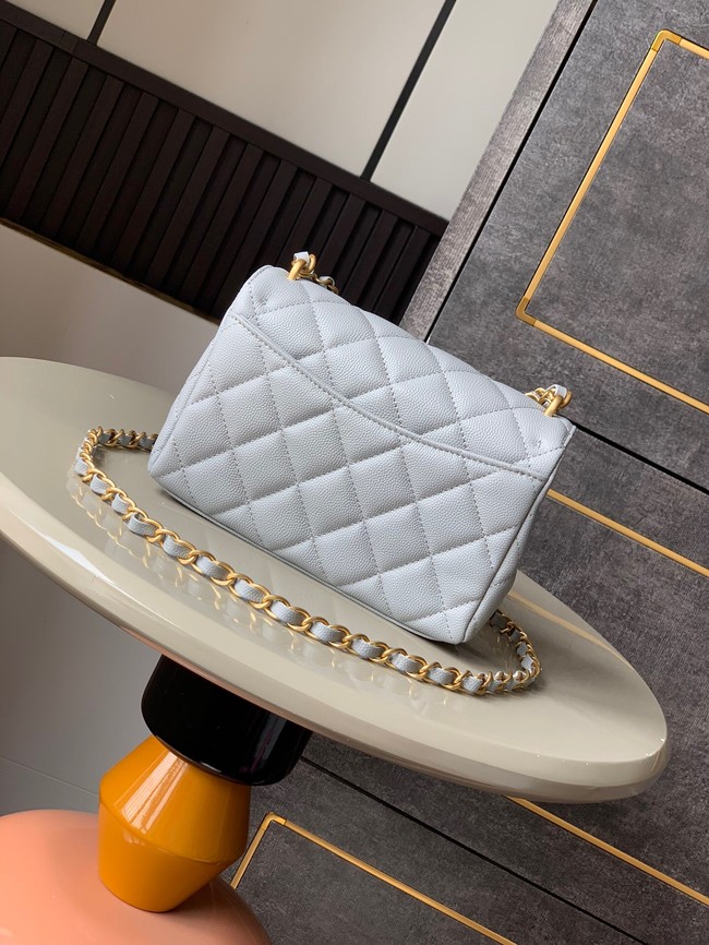 Chanel Grained Calfskin Shoulder Bag AS5329 gray blue