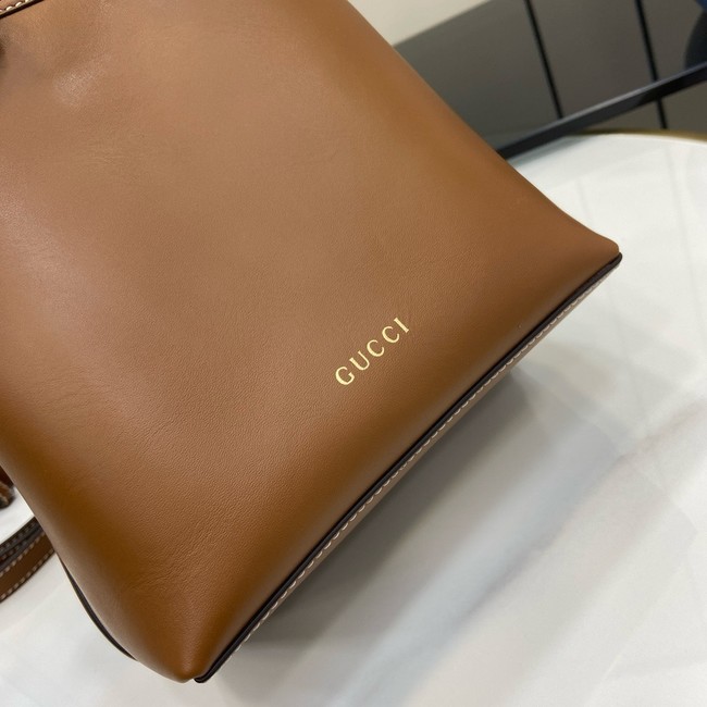 GUCCI GG EMBLEM SMALL BUCKET BAG 815118 brown