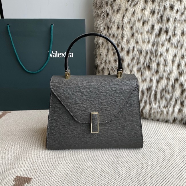 Valextra Iside Top Handle Medium Bag 56028 Steel gray