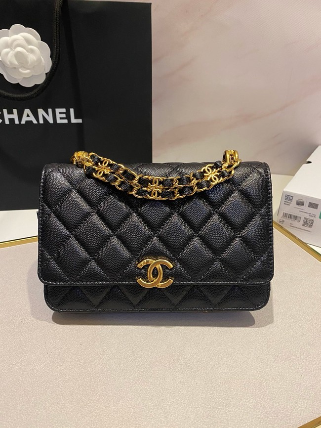 Chanel PHONE HOLDER WITH CHAIN AP3019 BLACK
