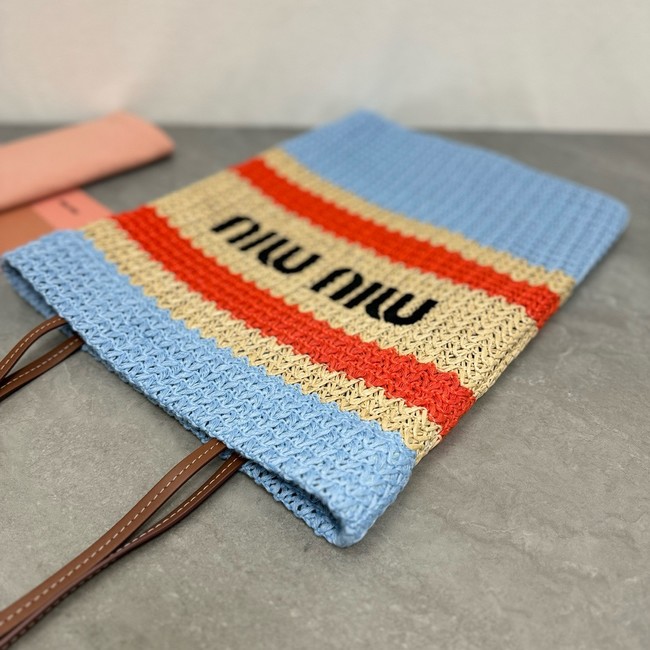 miumiu Raffia effect woven tote bag 5BG248-3