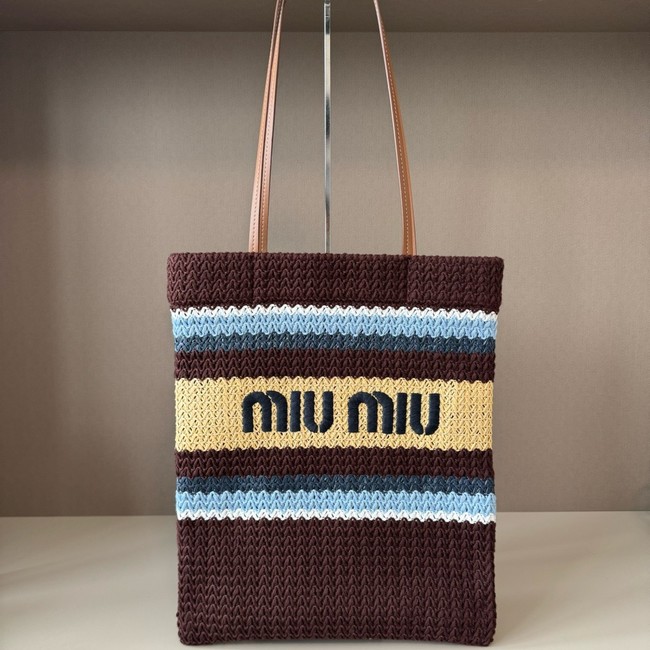 miumiu Raffia effect woven tote bag 5BG248-5