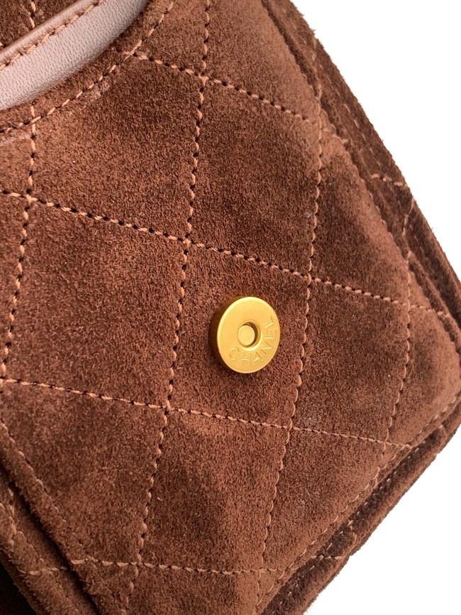 CHANEL 25 MINI HANDBAG Suede AS5631 dark brown