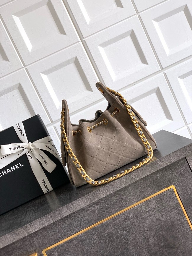 CHANEL 25 MINI HANDBAG Suede AS5631 gray