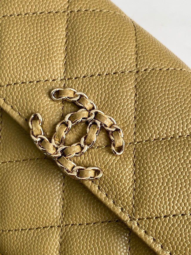Chanel MINI FLAP BAG CLUTCH WITH CHAIN Gold-Tone Metal AP3238 Khaki