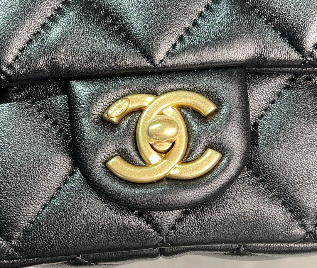 CHANEL SMALL FLAP ORIGINAL LEATHER BAG AS3214 Black