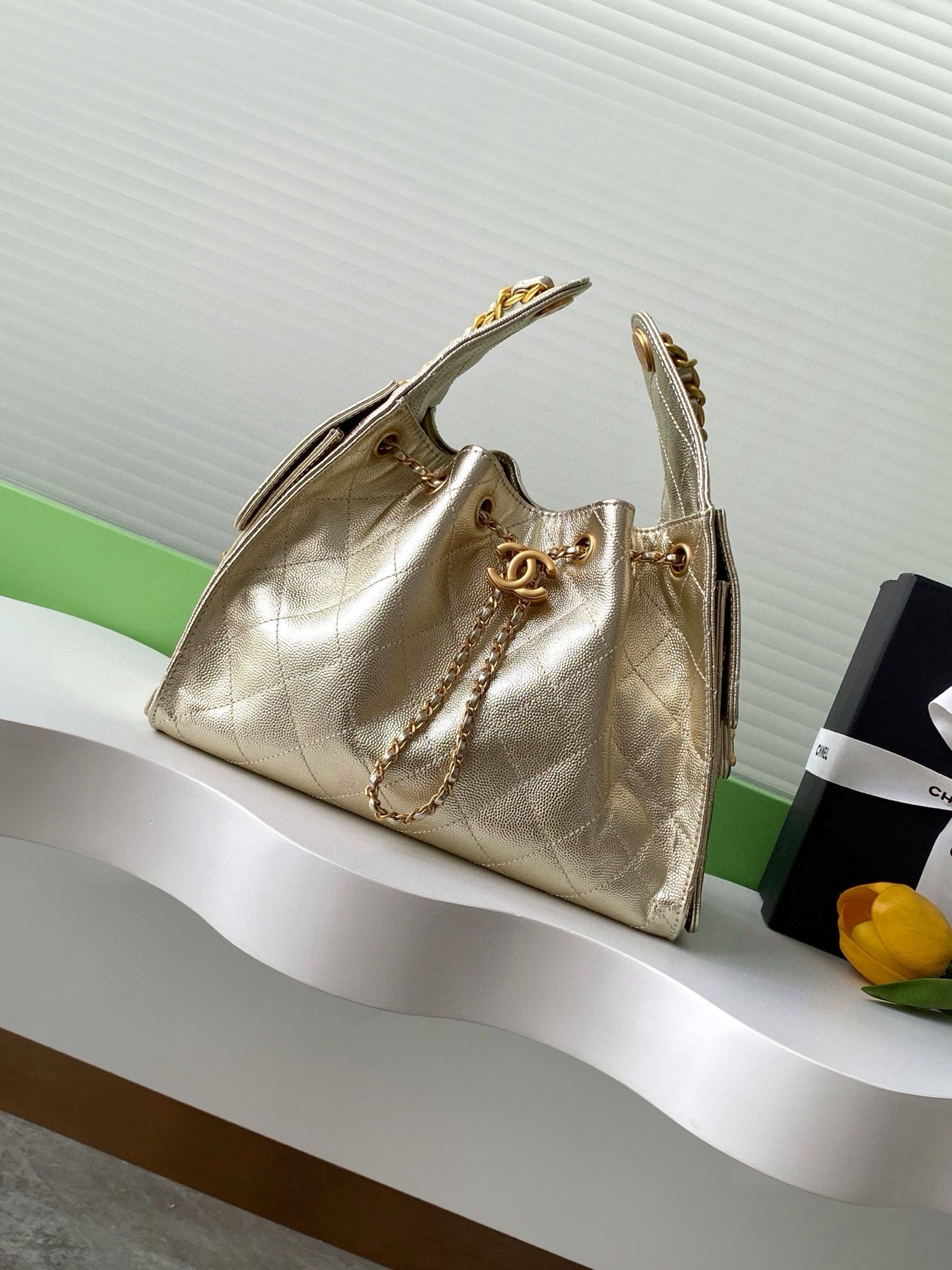 CHANEL 25 SMALL HANDBAG AS5293 Gold