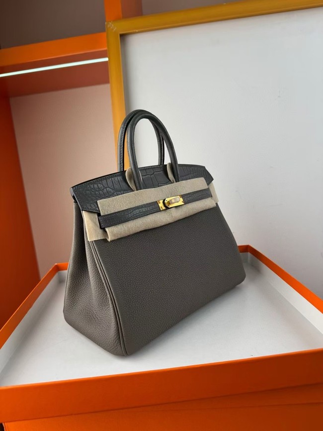 Hermes Birkin Bag Leather Nile crocodile&togo HBK2530-7